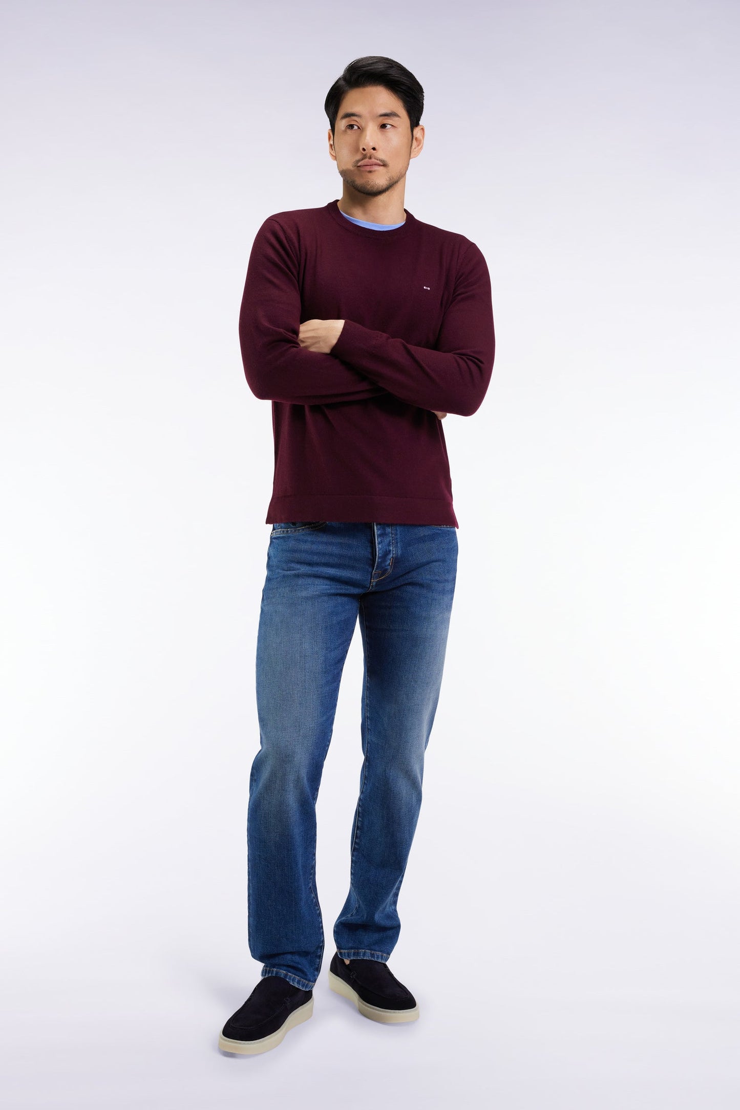 Jean 5 poches en denim stretch bleu coupe Regular