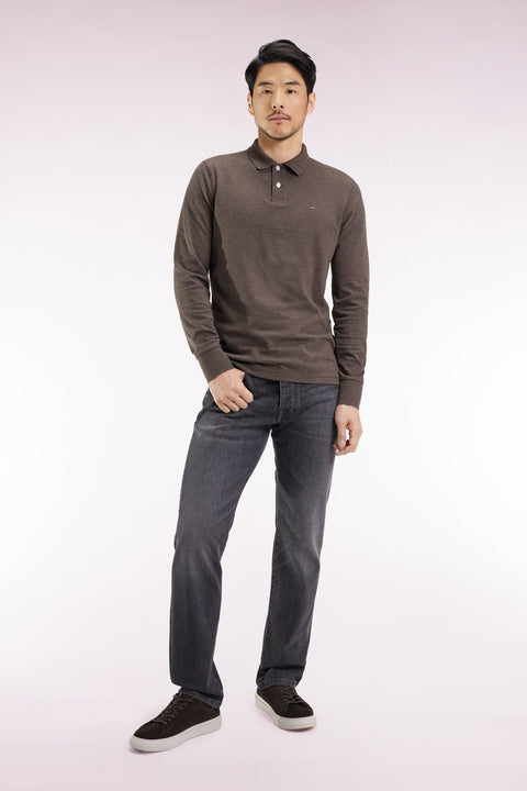 Jean 5 poches en denim stretch mélangé gris délavé coupe Regular - Image 1