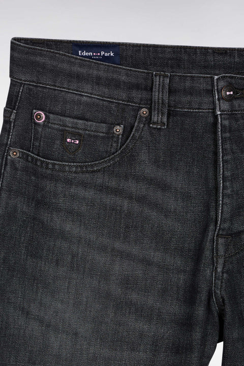 Jean 5 poches en denim stretch mélangé gris délavé coupe Regular - Image 2