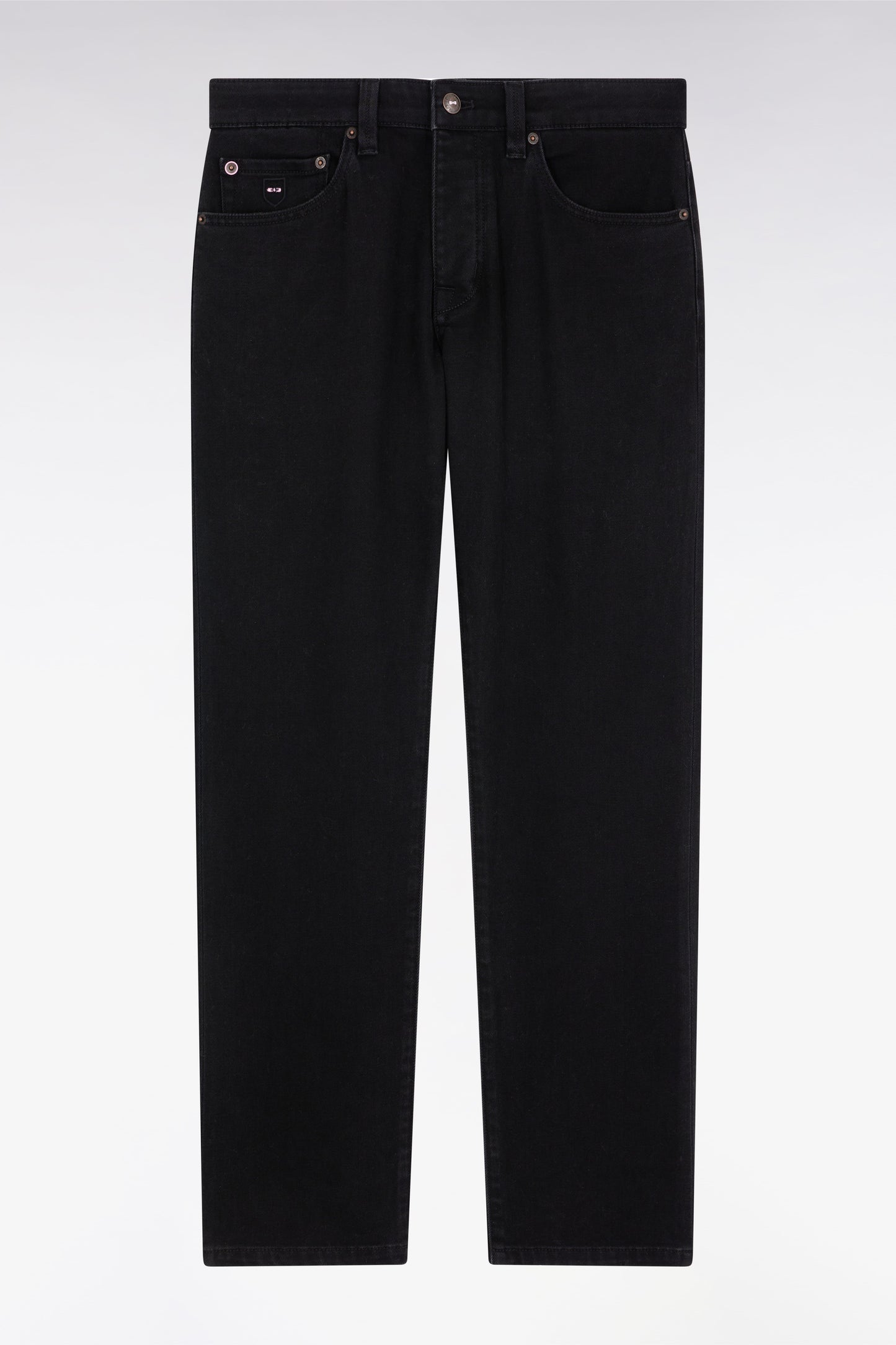 Jean 5 poches en denim stretch mélangé noir coupe Regular
