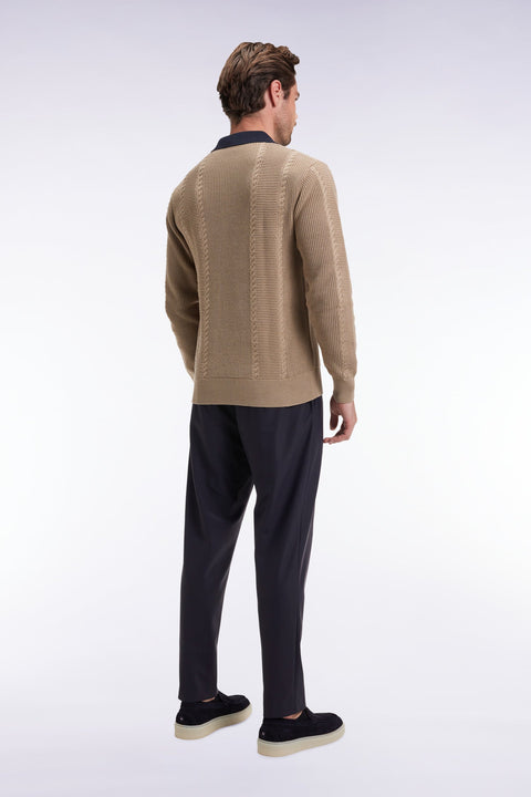 Pantalon à taille élastique en jersey technique marine coupe Modern - Image 3