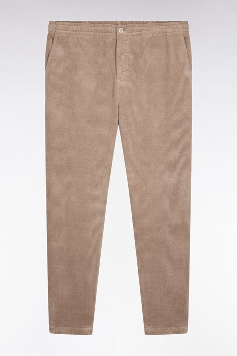 Pantalon taille élastique en velours côtelé beige coupe Modern - Image 2