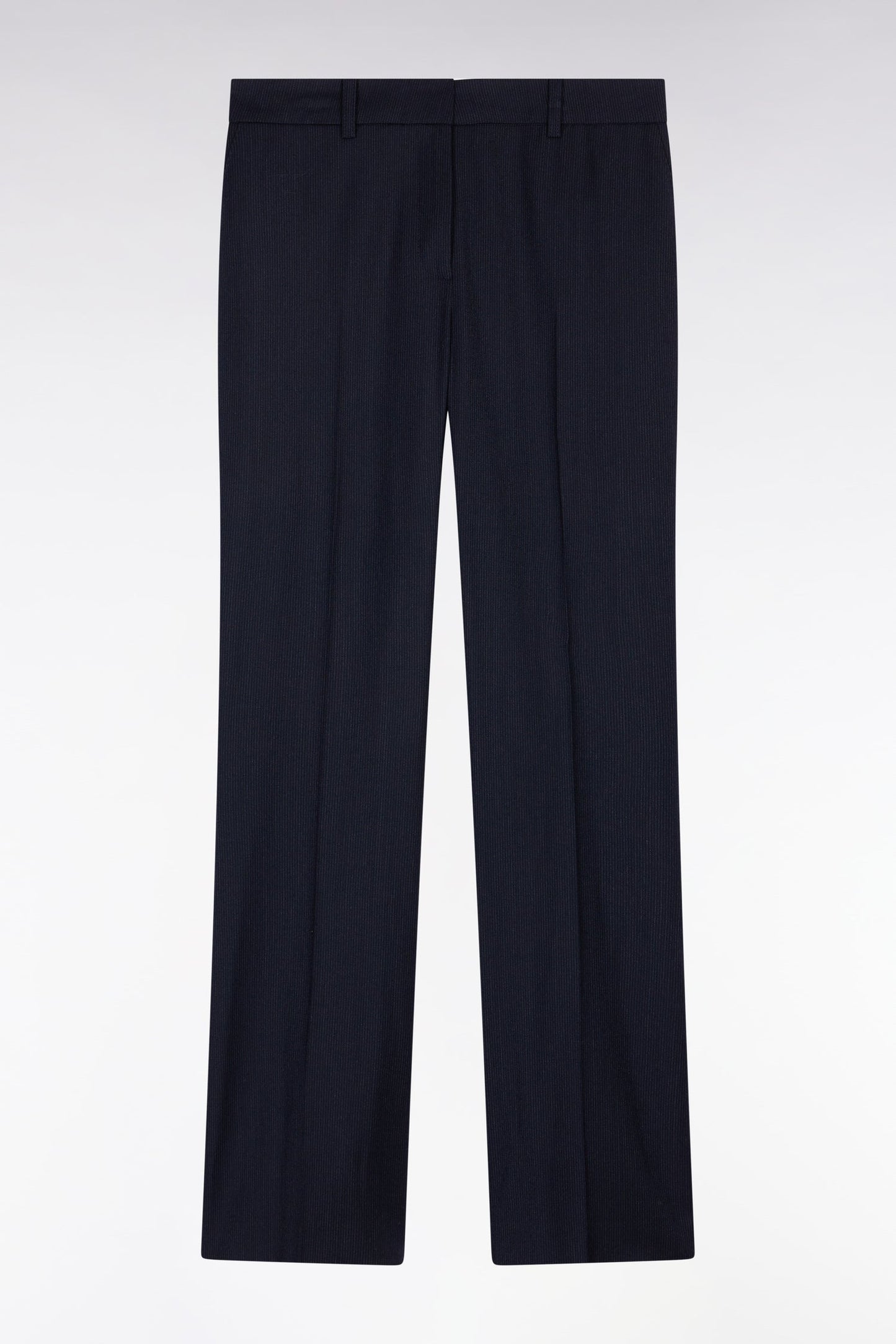 Pantalon flare en flanelle de laine stretch marine