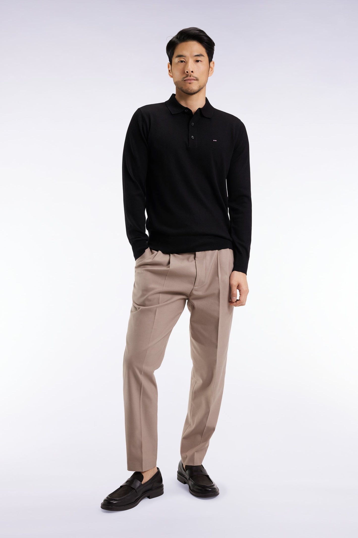 Pantalon à taille élastiquée beige coupe Modern