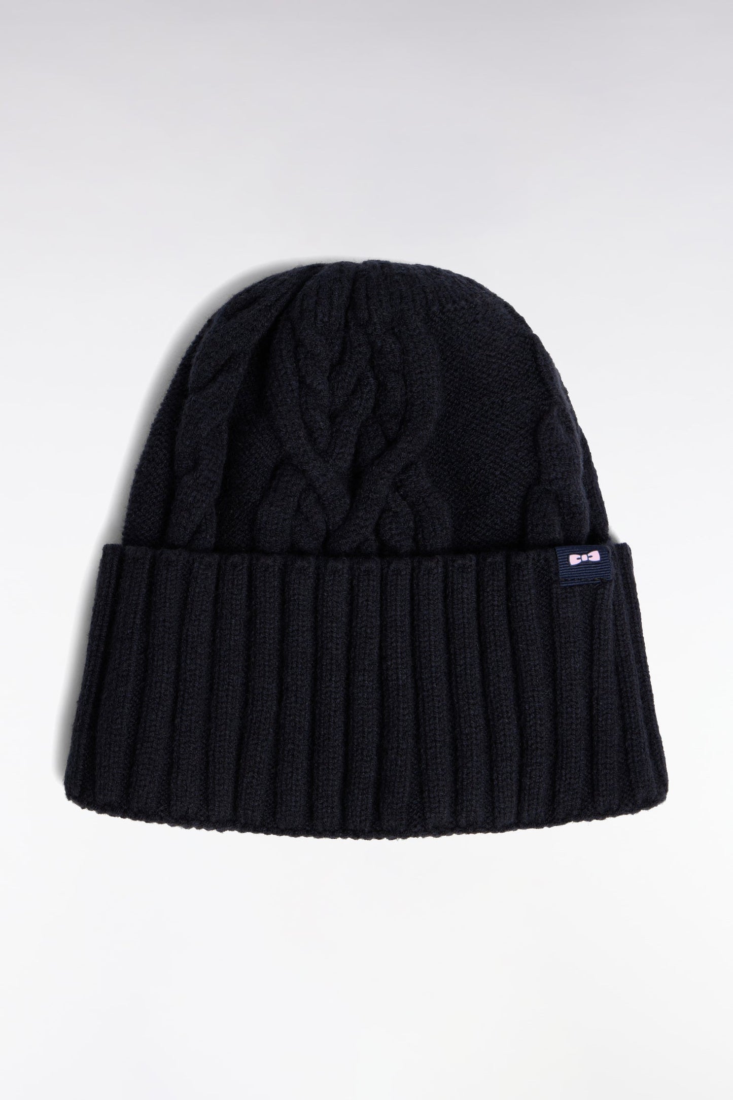 Bonnet en maille torsadé marine