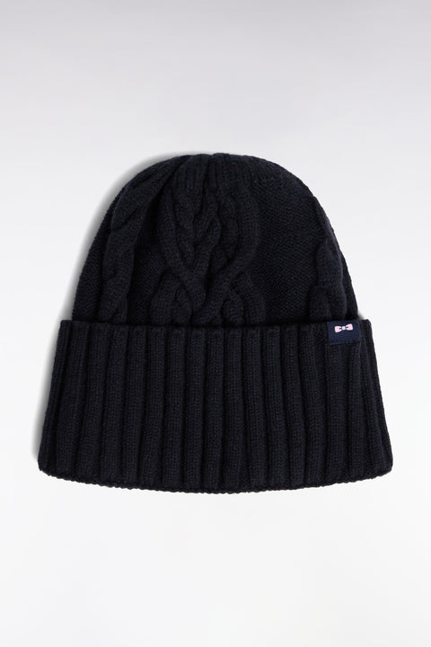 Bonnet en maille torsadé marine - Image 1