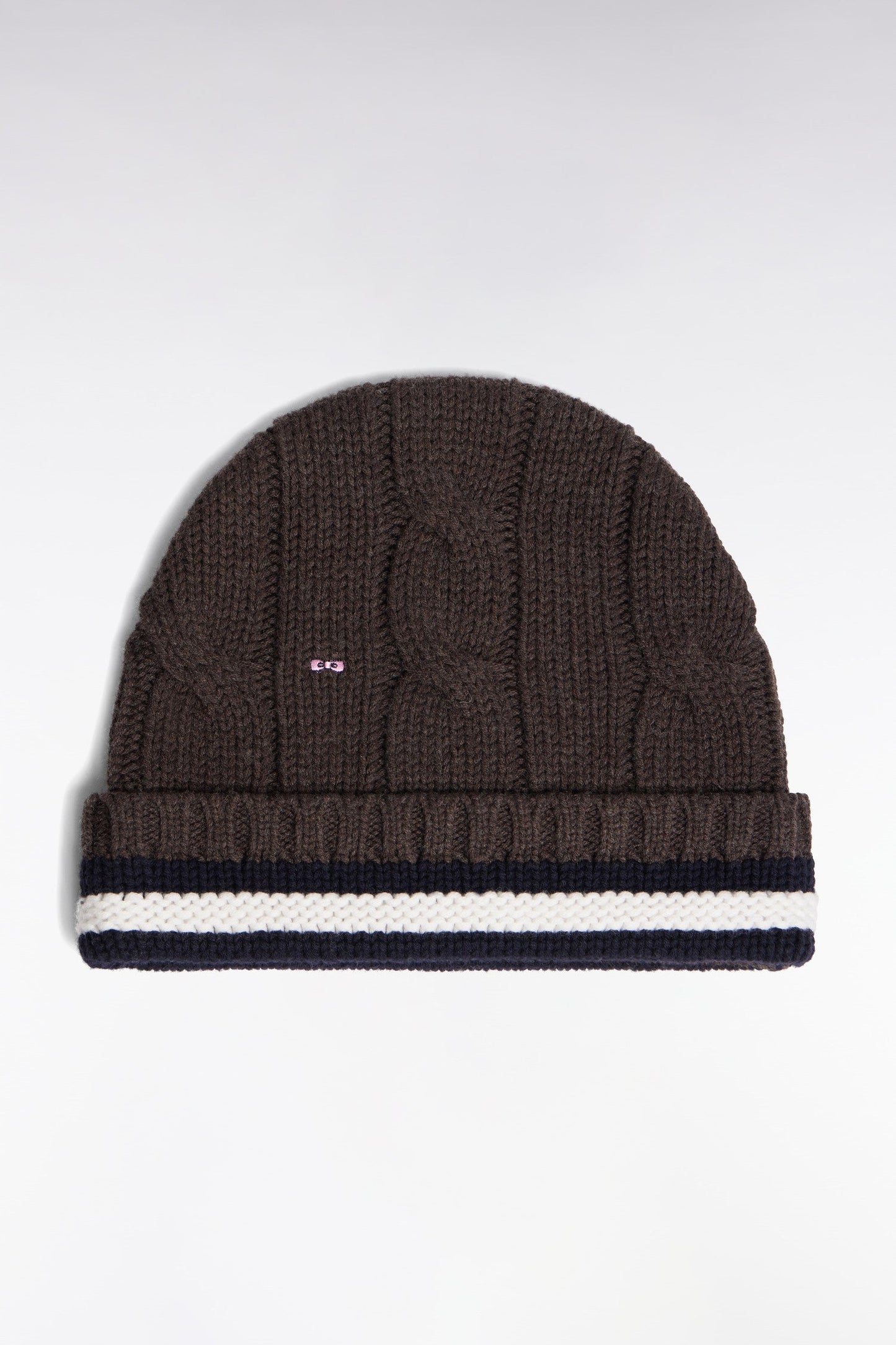 Bonnet en laine et coton torsadé marron
