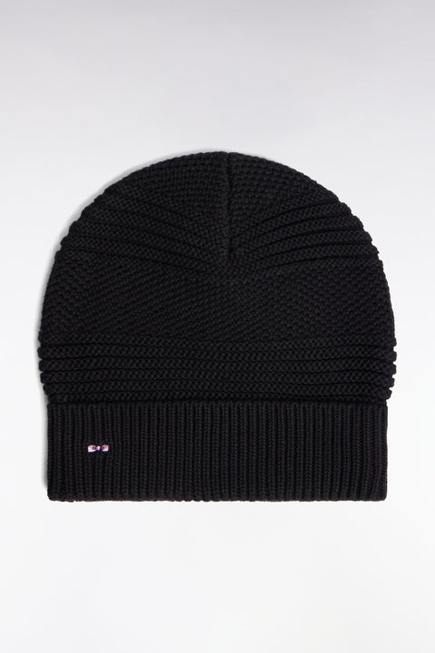 Bonnet en maille coton fantaisie noir - Image 1