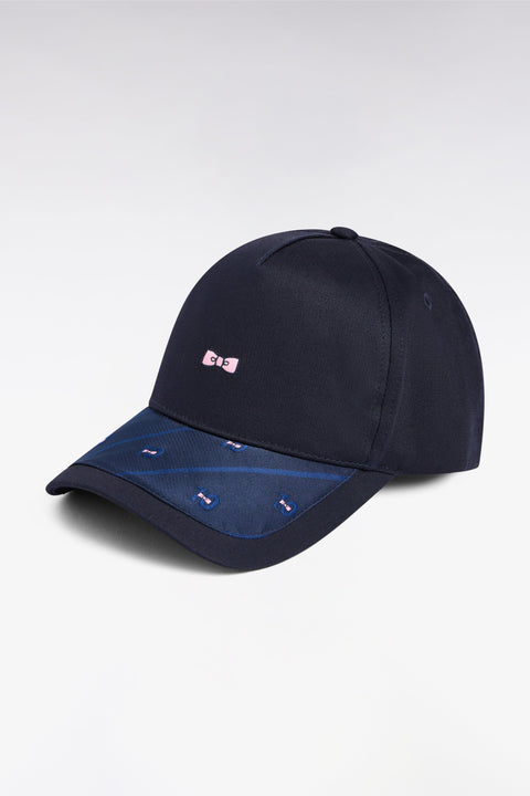 Casquette en coton marine visière imprimée - Image 1