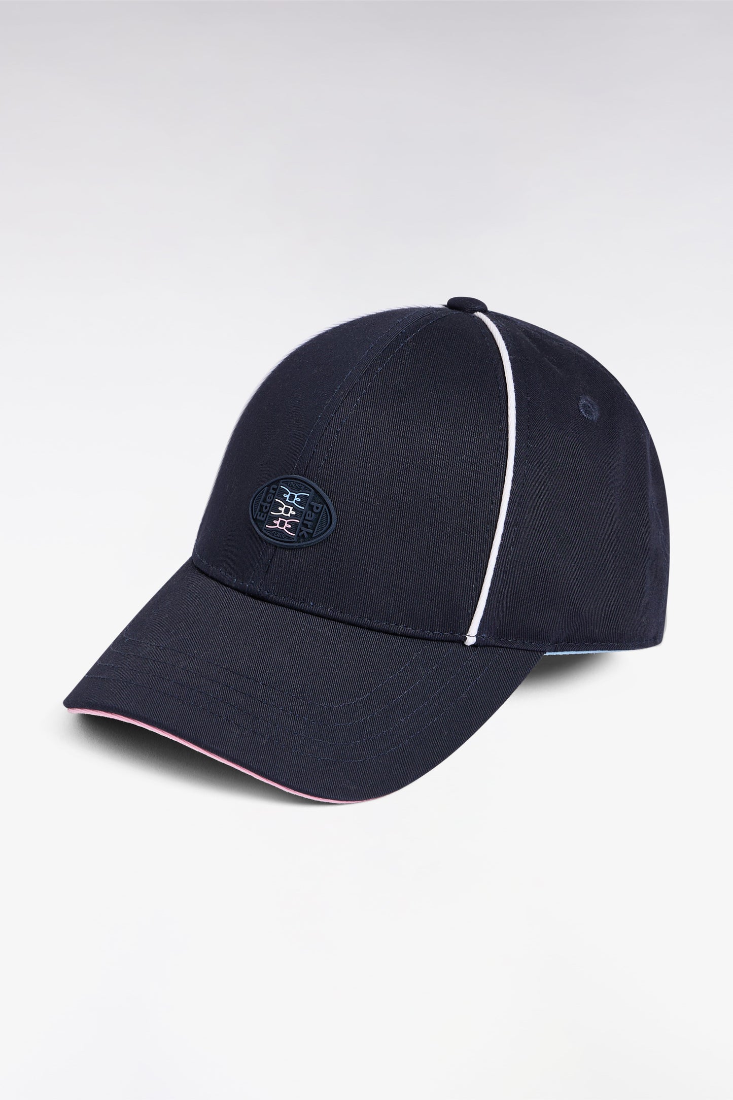 Casquette en twill de coton marine finitions tricolores