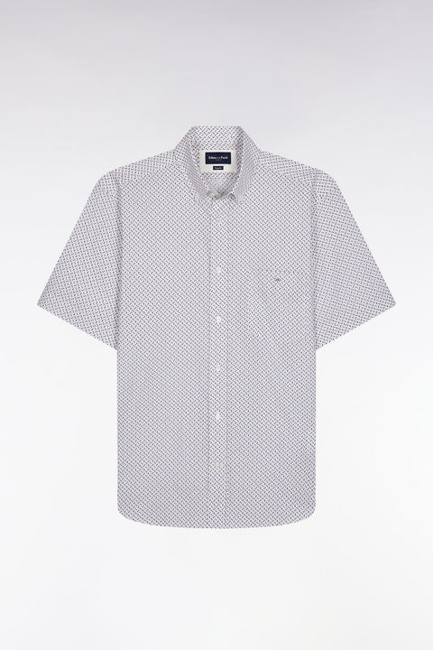 Chemise à manches courtes écru à micro-motifs coupe droite - Image 1
