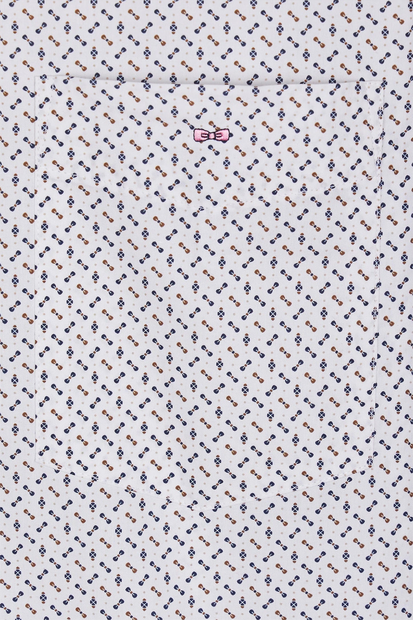 Chemise à manches courtes écru à micro-motifs coupe droite