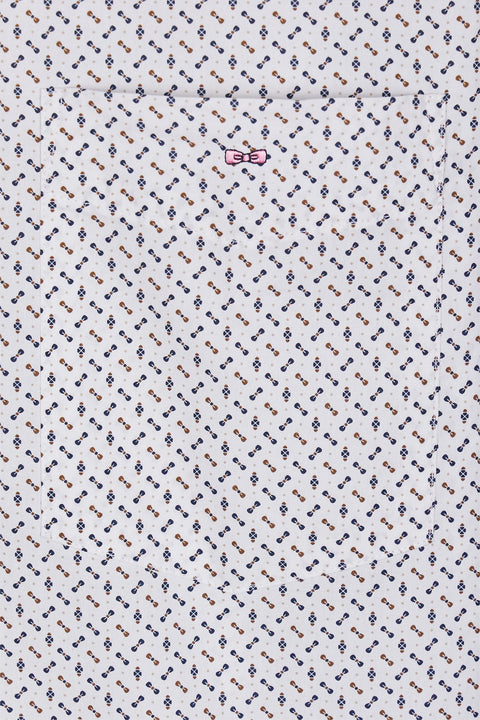 Chemise à manches courtes écru à micro-motifs coupe droite - Image 2