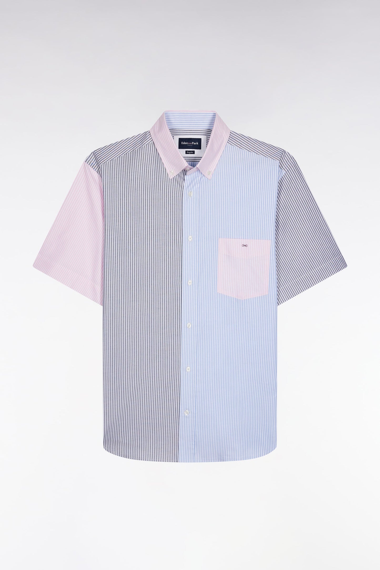 Chemise à manches courtes colorblock coupe droite