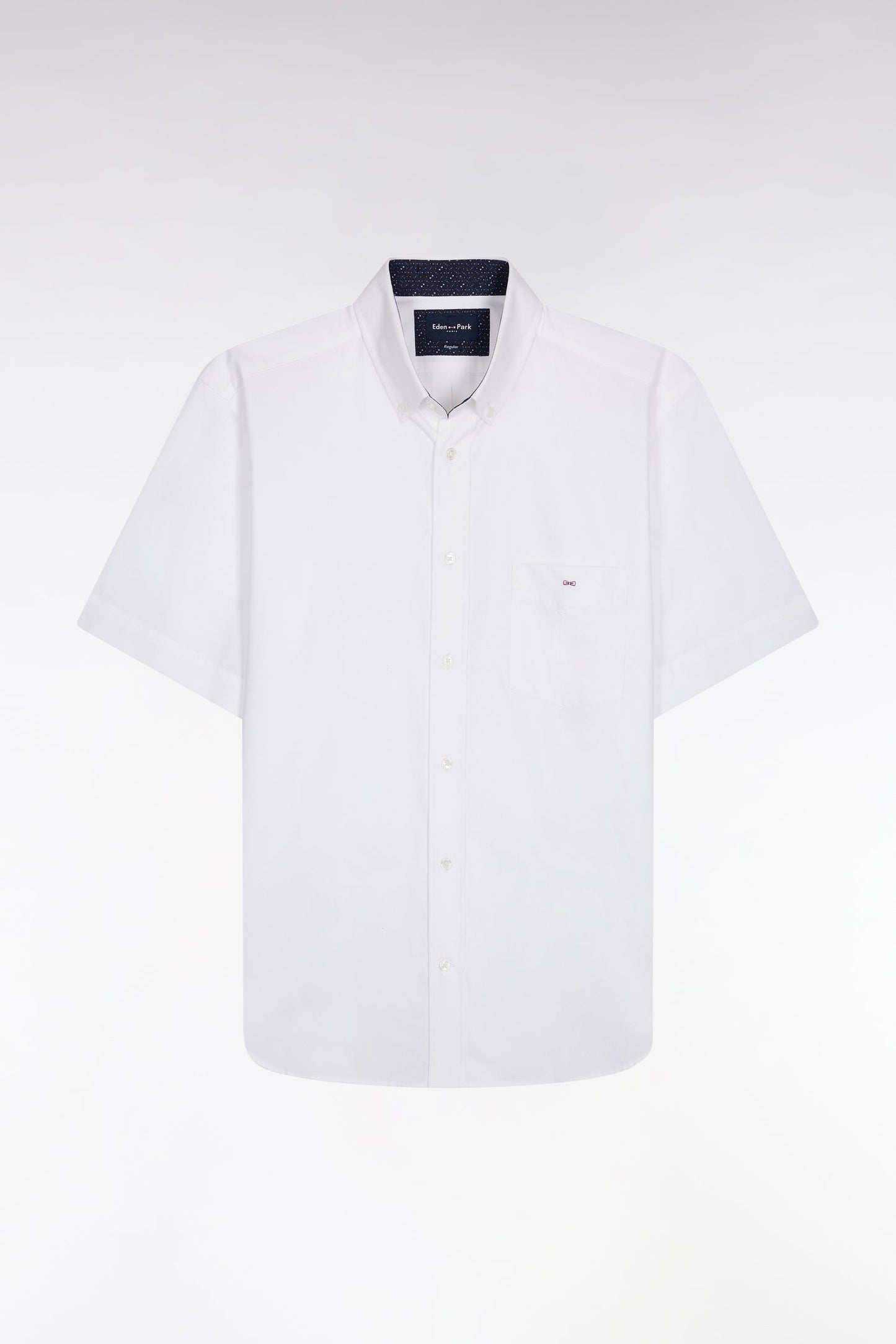 Chemise à manches courtes blanche intérieur de col imprimé coupe droite