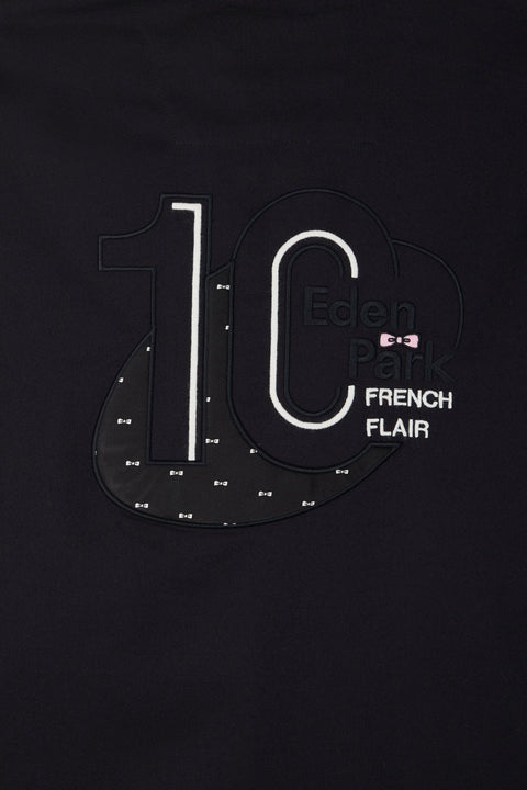 Chemise en coton pinpoint noire broderie dos coupe droite - Image 2