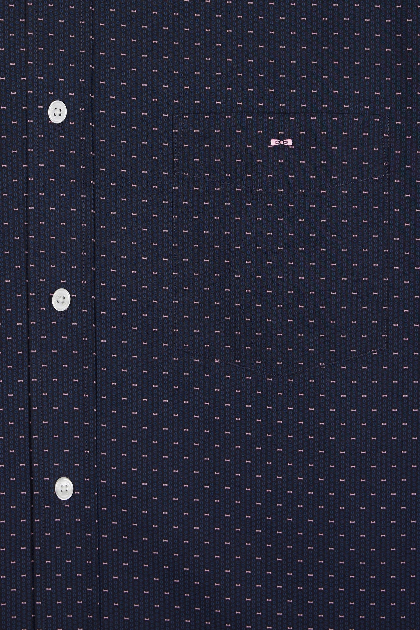 Chemise en coton à micro-motifs nœuds papillon roses coupe droite
