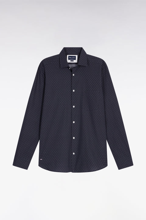 Chemise en coton marine à micro-imprimé coupe slim - Image 2