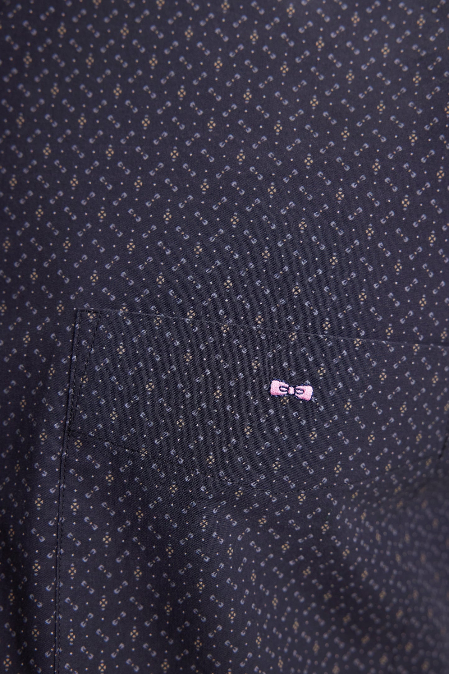 Chemise en coton gris à micro-motifs coupe droite