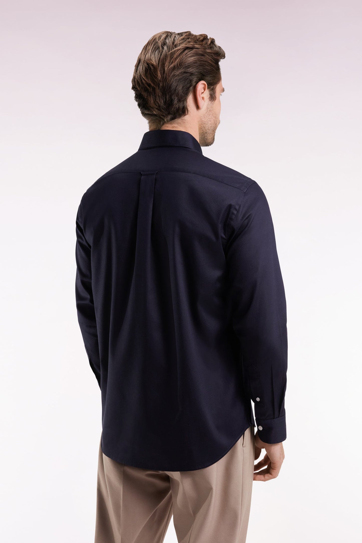 Chemise en coton piqué marine coupe droite