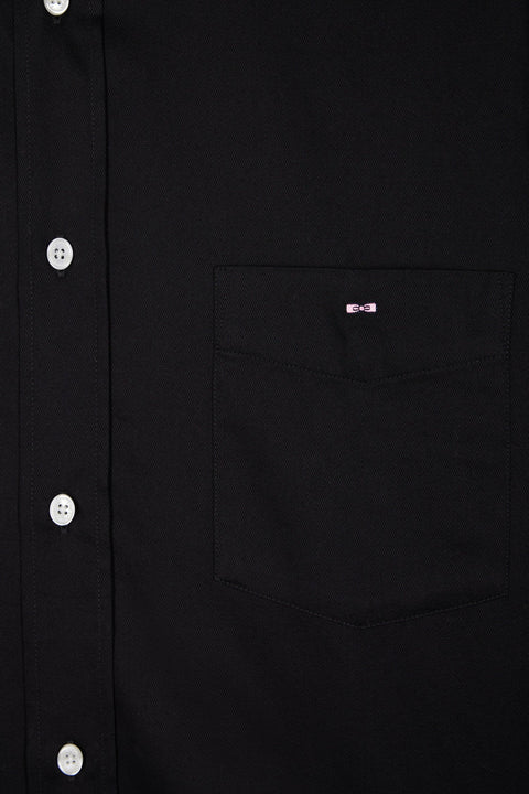 Chemise en coton piqué noir coupe droite - Image 2