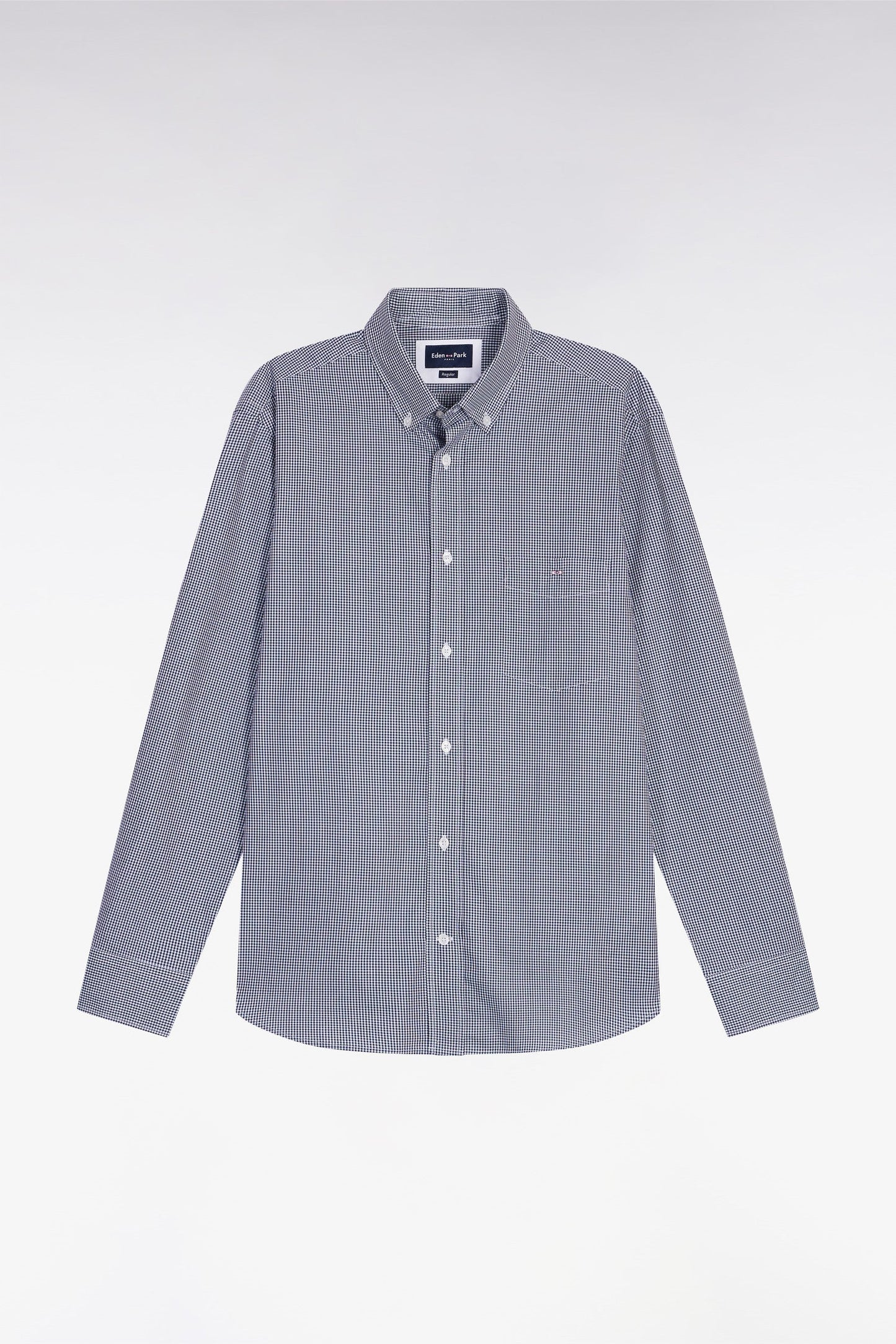 Chemise vichy en popeline de coton marine coupe droite