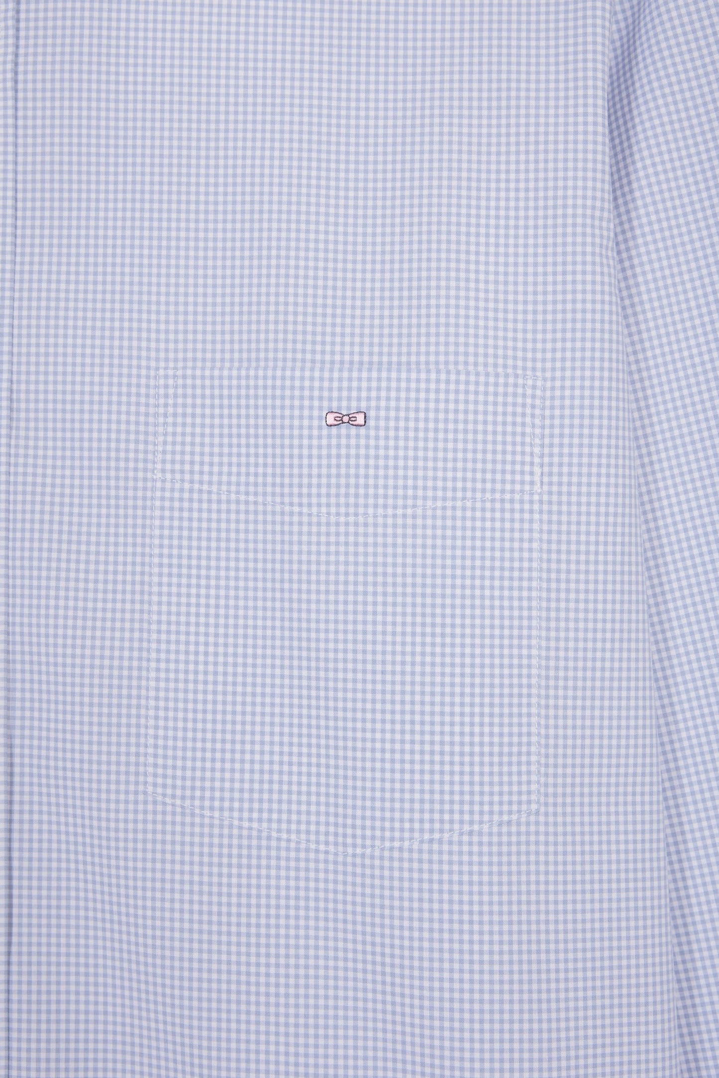 Chemise vichy en popeline de coton bleue coupe droite