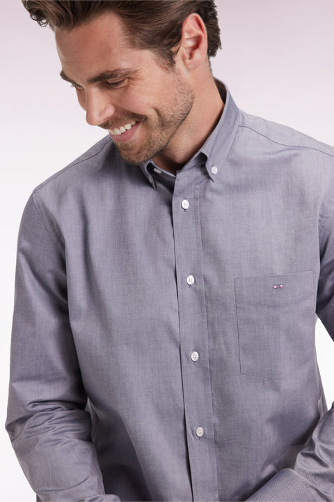 Chemise en coton marine coupe droite - Image 3