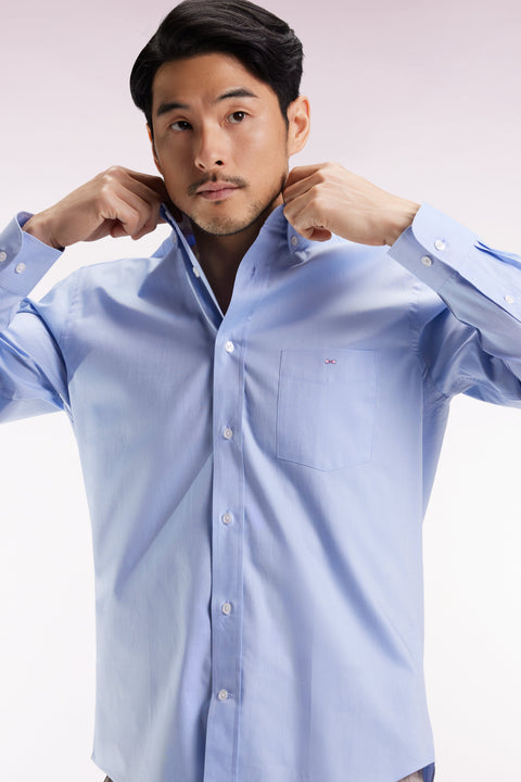 Chemise en coton ciel coupe droite - Image 3