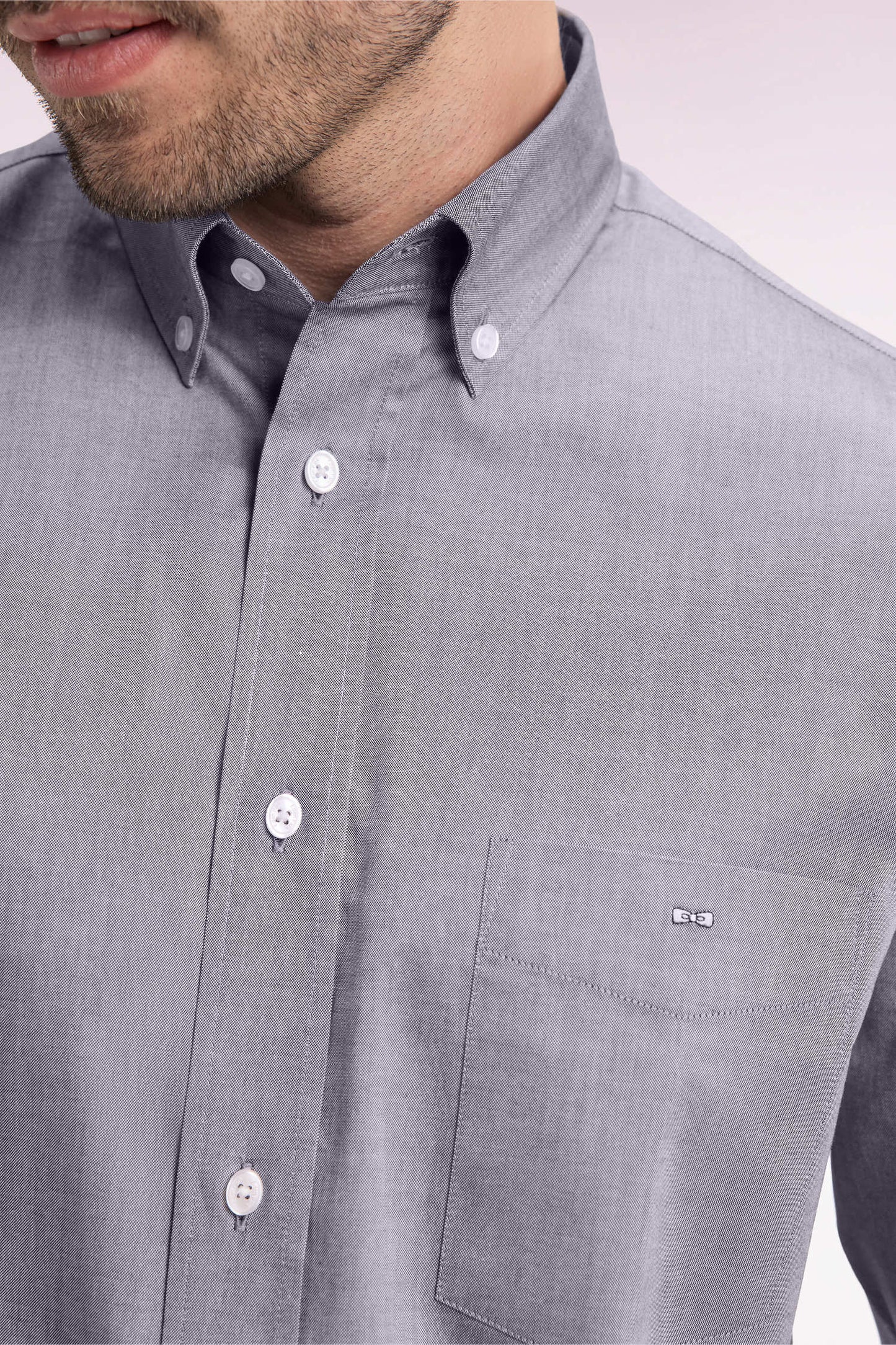 Chemise en coton marine coupe droite