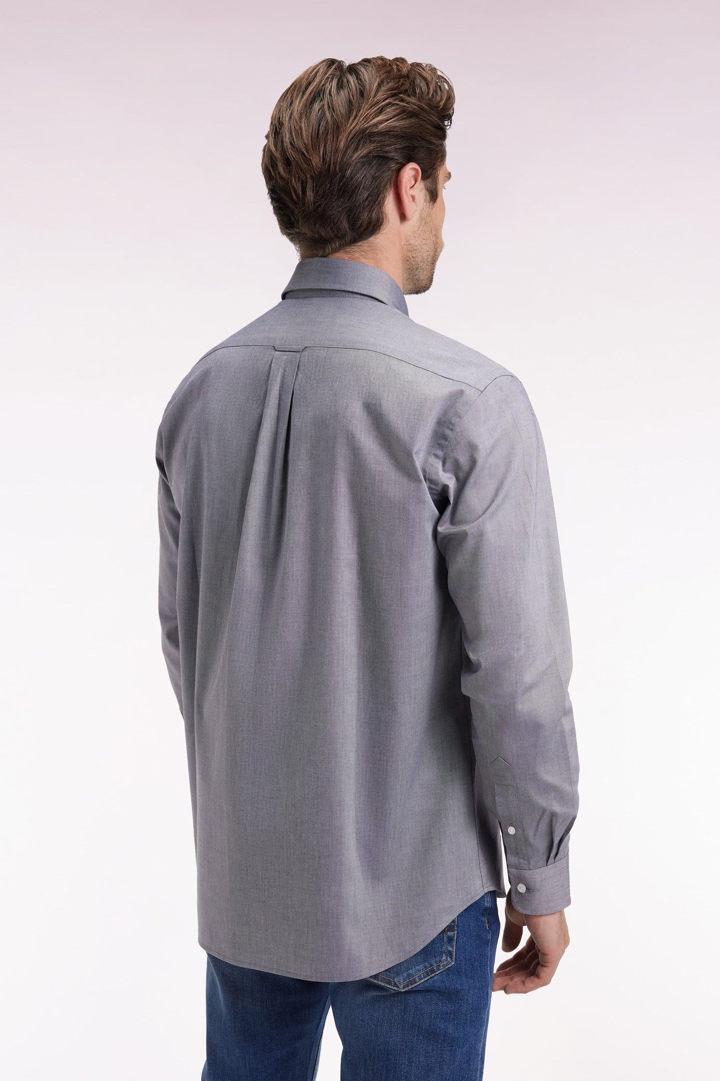 Chemise en coton marine coupe droite