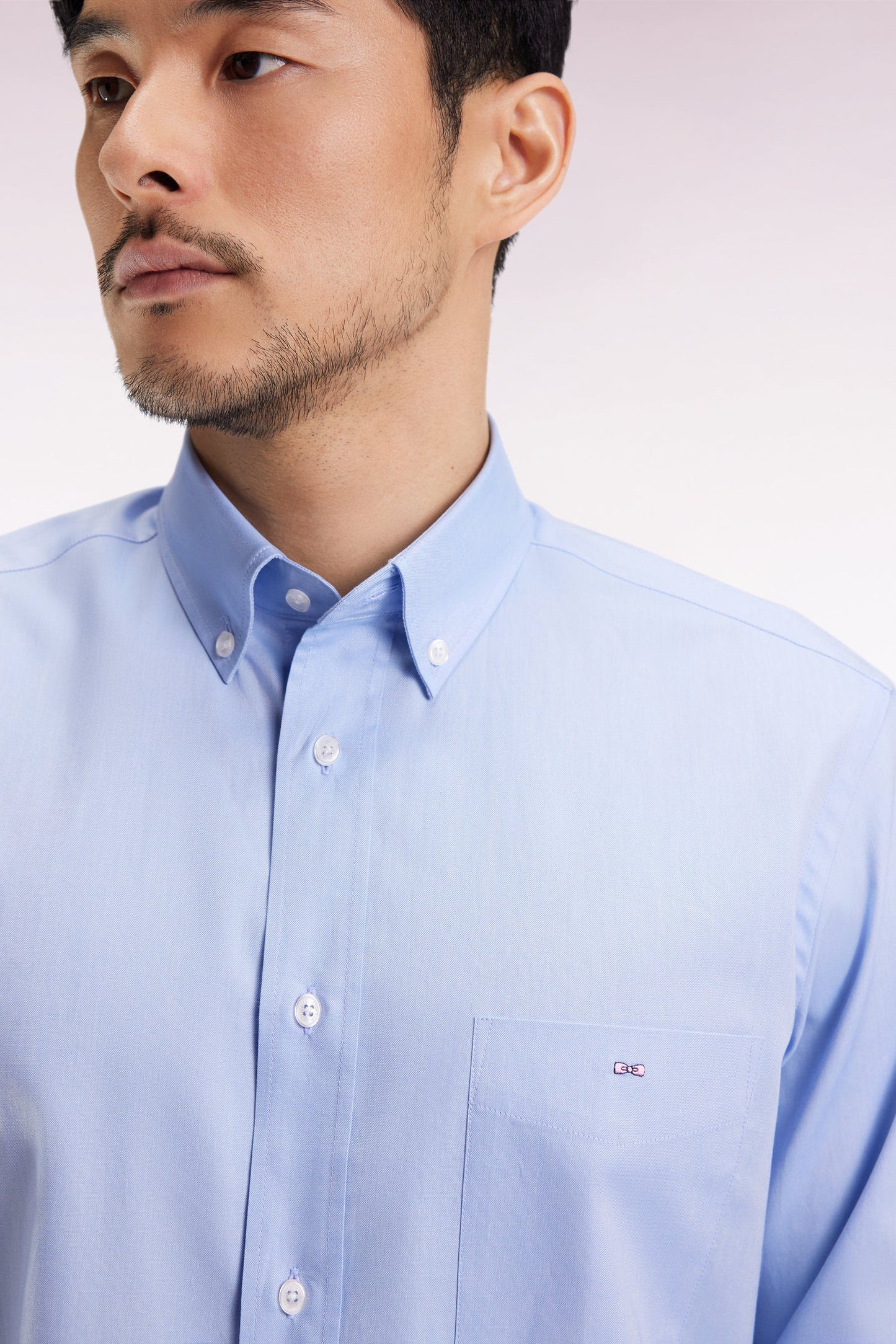 Chemise en coton ciel coupe droite