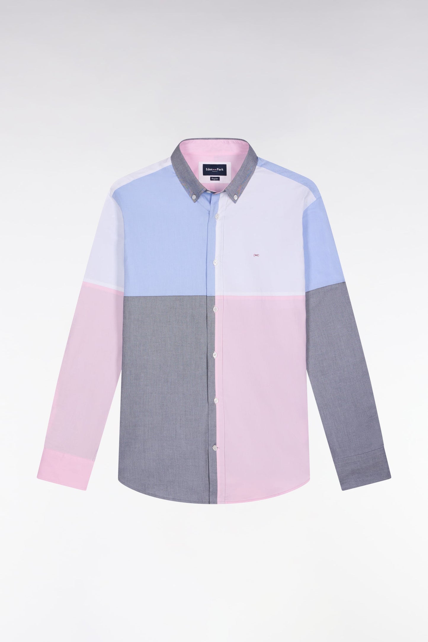 Chemise en coton à motif quatre couleurs coupe droite