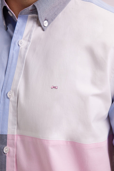 Chemise en coton à motif quatre couleurs coupe droite - Image 3