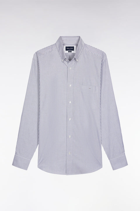 Chemise rayée en coton marine coupe droite - Image 2