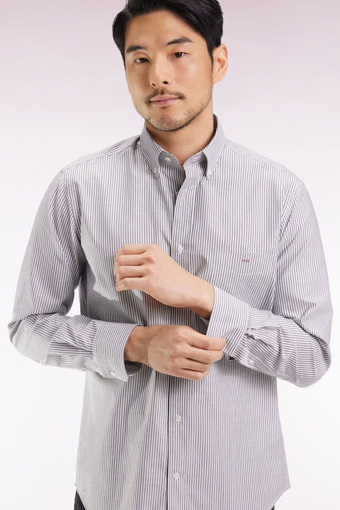 Chemise rayée en coton marine coupe droite - Image 3