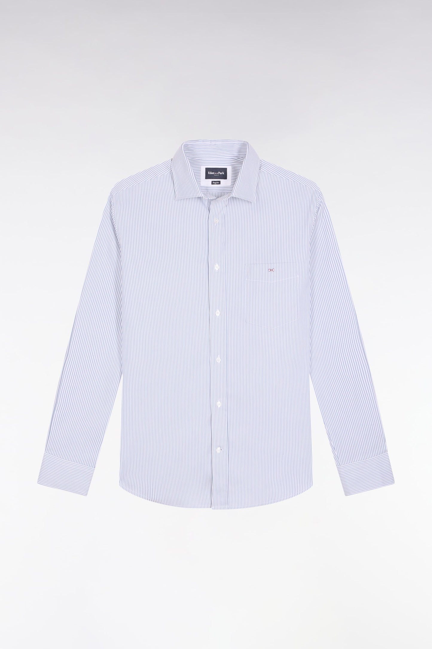 Chemise rayée en coton ciel coupe droite