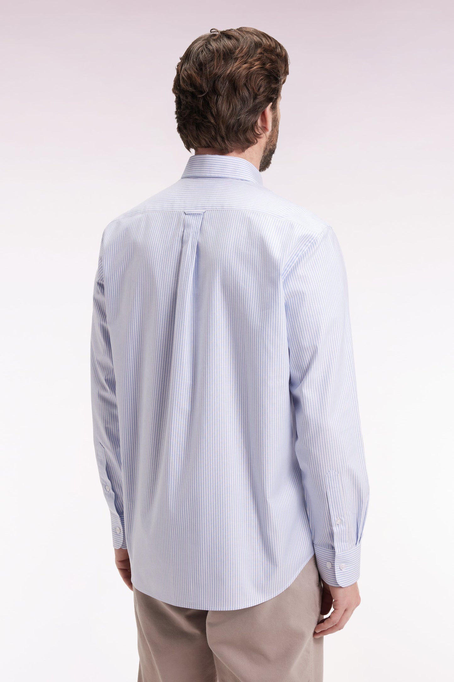 Chemise rayée en coton ciel coupe droite
