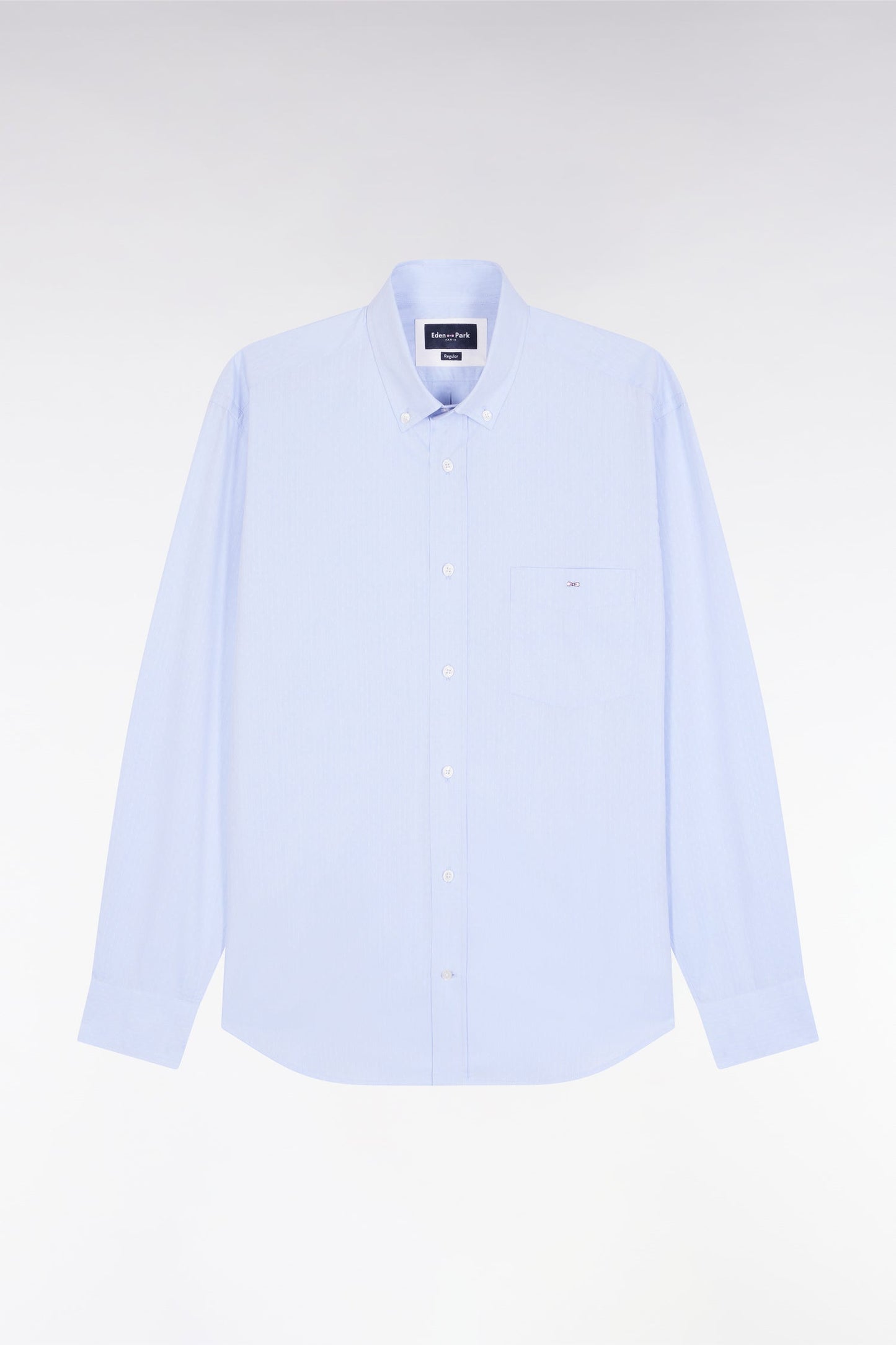 Chemise en coton ciel à micro-motifs jacquard coupe droite