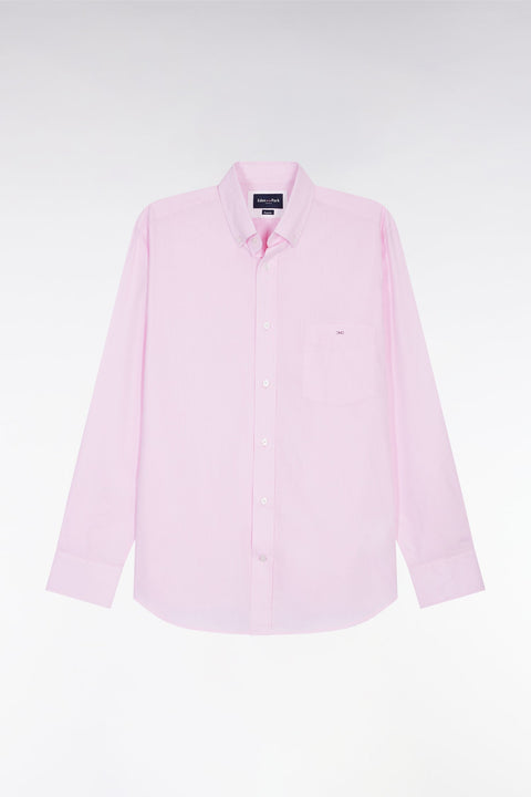 Chemise en coton rose à micro-motifs jacquard coupe droite - Image 2
