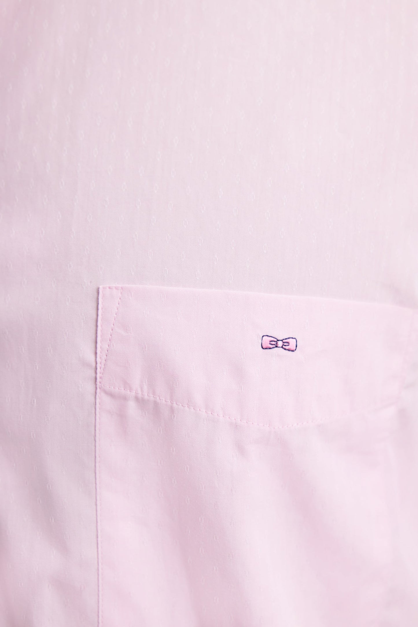 Chemise en coton rose à micro-motifs jacquard coupe droite