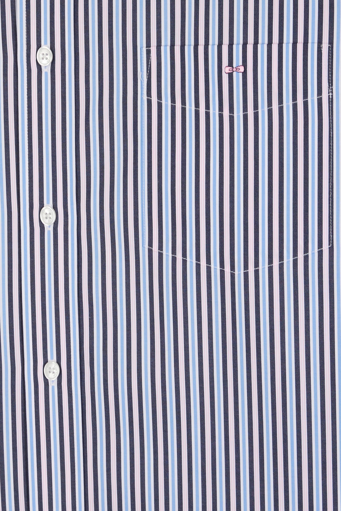 Chemise en coton marine à rayures contrastées coupe droite