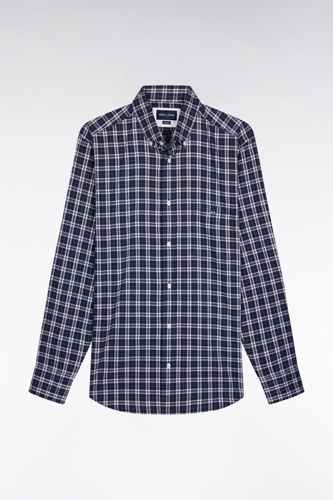 Chemise à carreaux en coton marine et rose coupe droite - Image 2