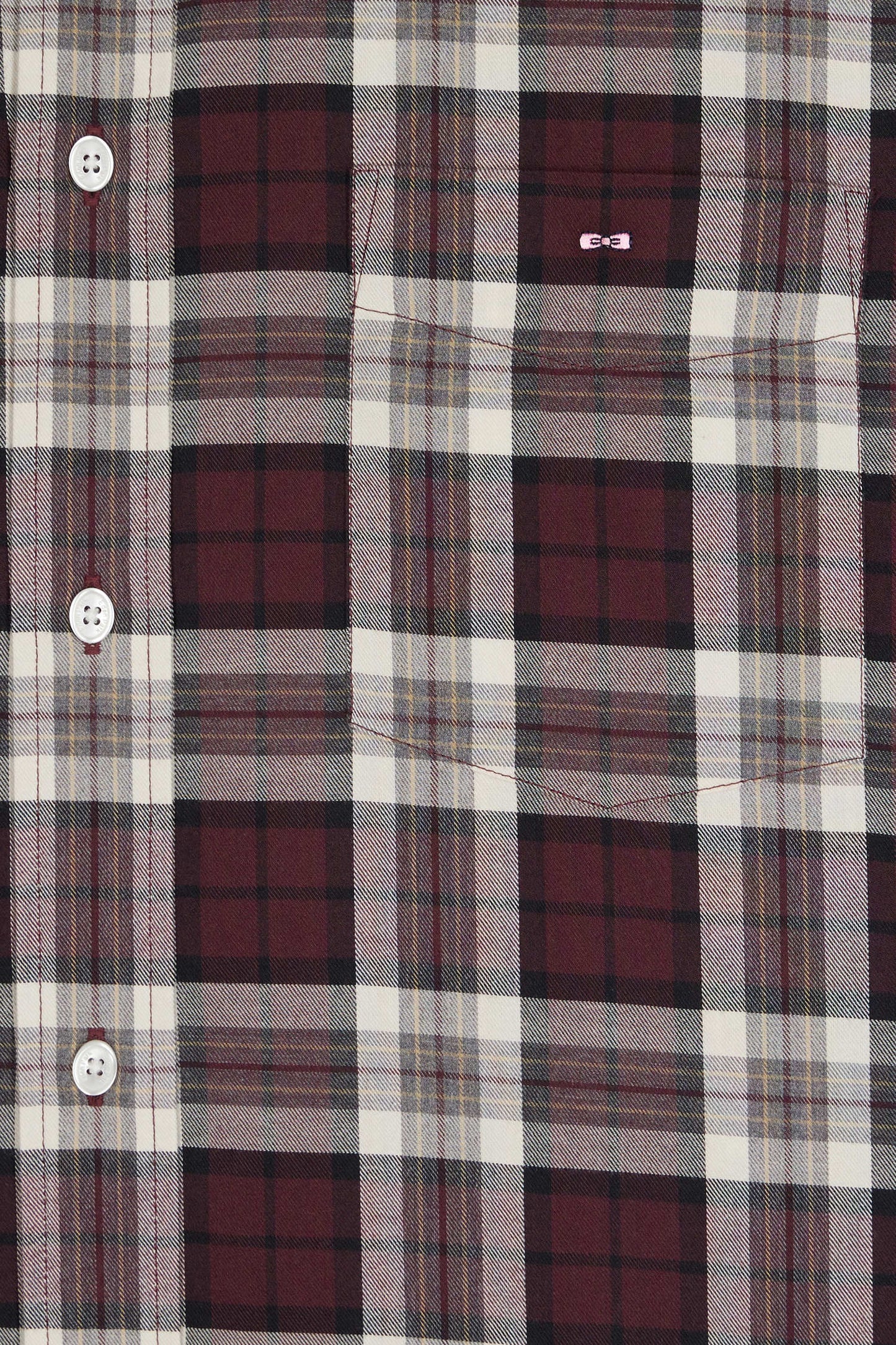 Chemise à carreaux en coton bordeaux coupe droite