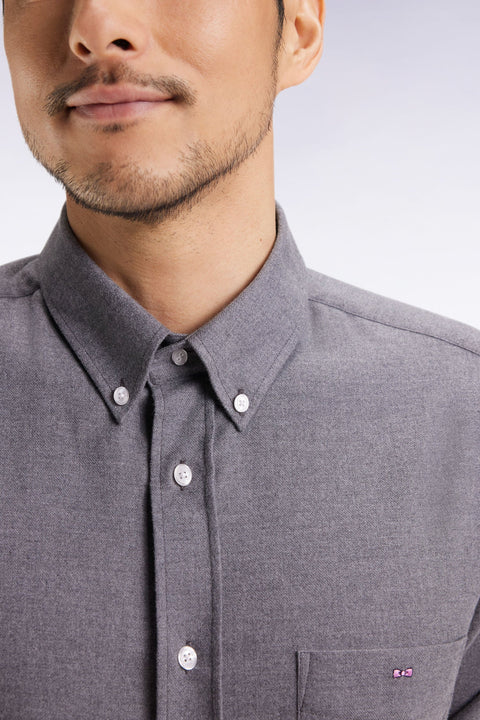 Chemise en flanelle grise coupe droite - Image 3
