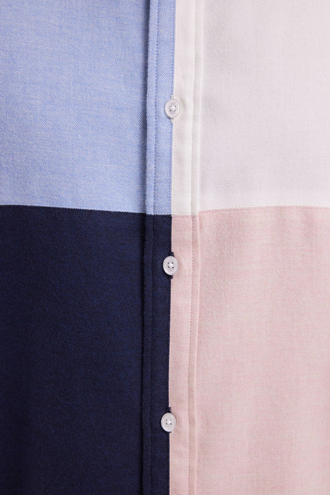 Chemise en coton à motifs damiers quatre couleurs coupe droite - Image 3