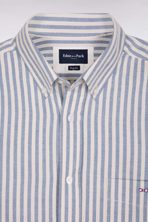 Chemise en coton Pima à rayures bleues et blanches - Image 2