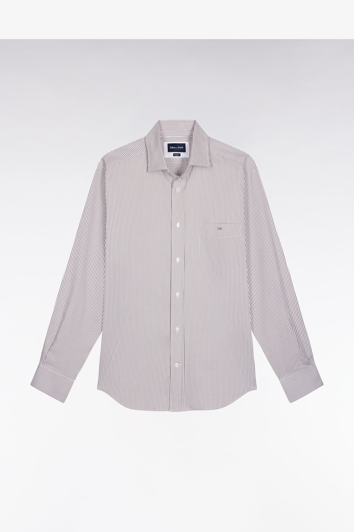 Chemise rayée en coton Pima biologique stretch beige
