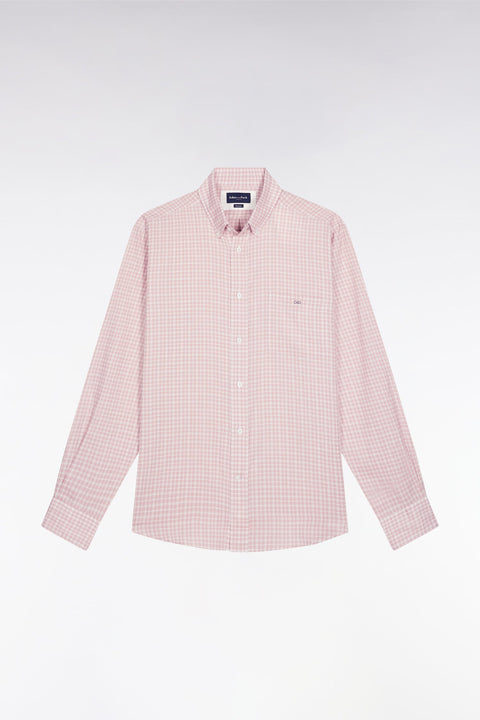 Chemise en coton à carreaux rose coupe droite - Image 2