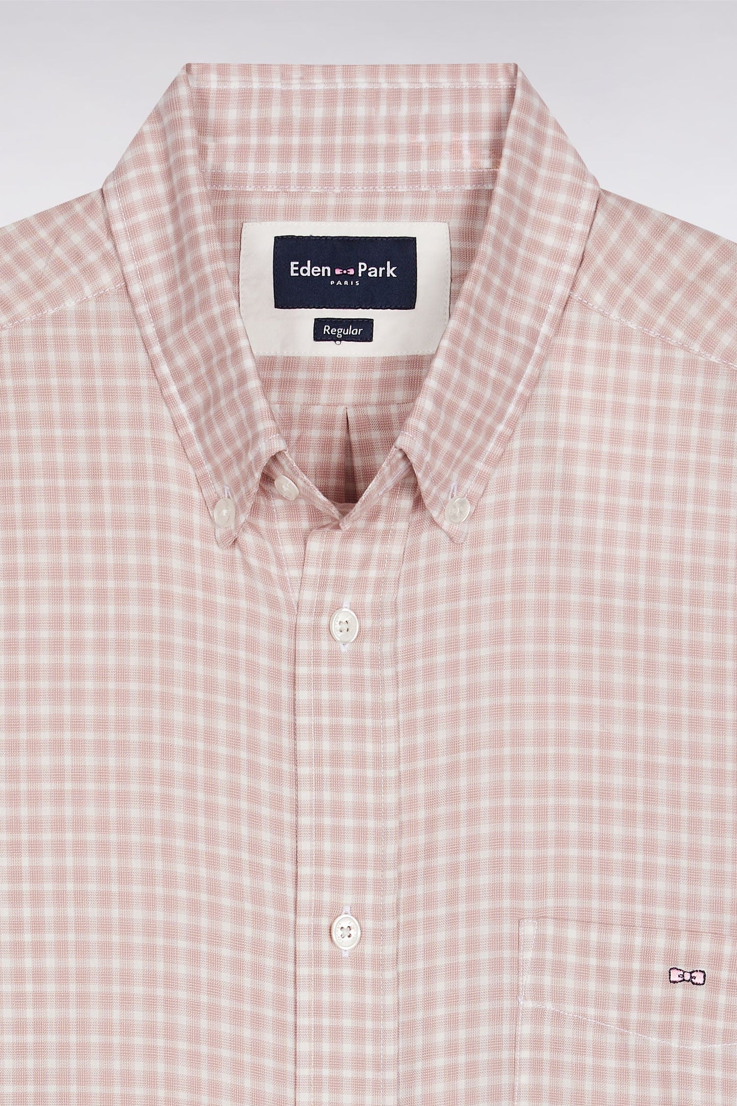 Chemise en coton à carreaux rose coupe droite